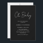 Convites Chá de fraldas Elegante de Script Russo Negro Simp<br><div class="desc">Convite moderno ao chá de fraldas preto com um simples design com "Oh Baby" em uma tipografia de script de estilo rústico. Este elegante convite neutro de gênero com um layout minimalista é excelente quer você esteja tendo um menino ou uma garota.</div>