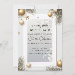 Convites Chá de fraldas Elegante Dourado de Ano Novo