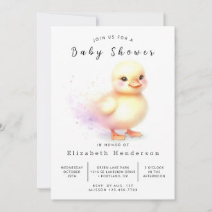 Convites Chá de fraldas Elegante Editável Duck