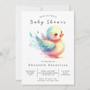 Convites Chá de fraldas Elegante Editável Duck