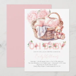 Convites Chá de fraldas Elegante Floral de Bebê