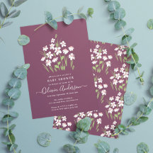 Chá de fraldas elegante floral de margarida púrpur