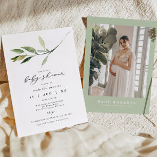 Convites CHÁ DE FRALDAS Elegante Minimalista de Greenerescê