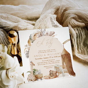 Convites Chá de fraldas Elegante Moderno de Boho Nursery