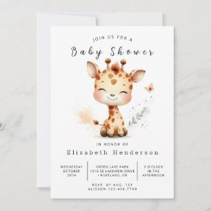 Convites Chá de fraldas Elegante Online Giraffe