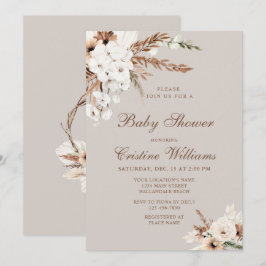 Convites Chá de fraldas Elegante Simples de Aquarela