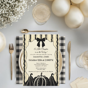 Convites Chá de fraldas Elegante Stripes Pumpkins Queda