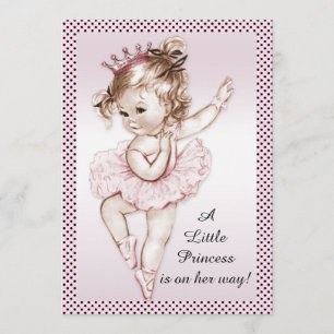 Convites Chá de fraldas Elegante Vintage Ballerina Princes