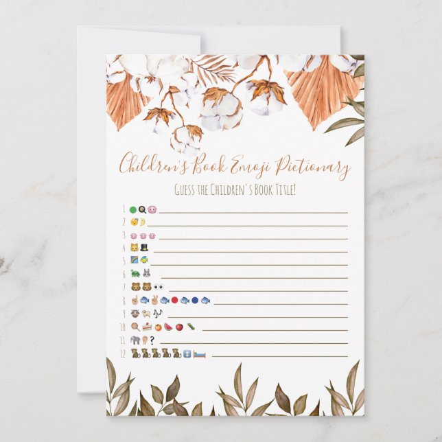 Convites Chá de fraldas Emoji do Livro Infantil de Algodão  (Frente)