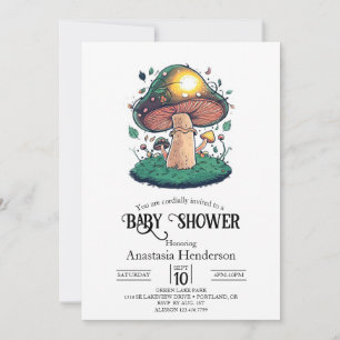 Convites Chá de fraldas Encantador e Bonito Mushroom