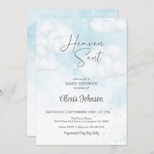 Convites Chá de fraldas Enviado pelo Céu (Garoto)