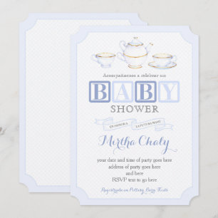 Convites Chá de fraldas espanhol Tea Convida para Menino e