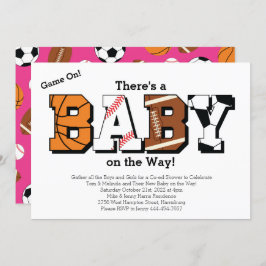 Convites Chá de fraldas Esportivo Rosa