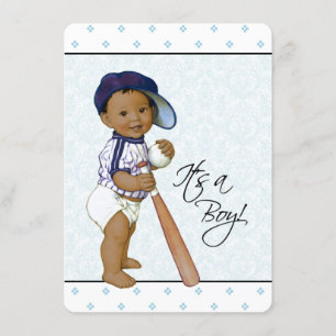 Convites Chá de fraldas Étnico Azul Damask