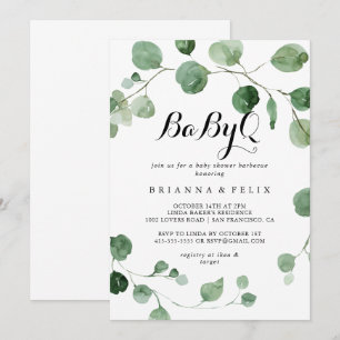 Convites Chá de fraldas Eucalipto Calliografia Barbecue 