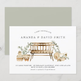 Convites Chá de fraldas Eucalyptus Bohemian Verde 