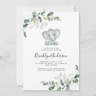Convites Chá de fraldas Eucalyptus de Elefante Bonito