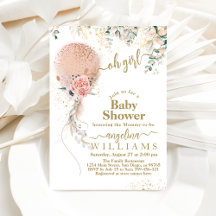 Chá de fraldas Eucalyptus Floral de Balão Rosa