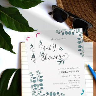 Convites Chá de fraldas Eucalyptus Forest Greenery