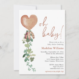 Convites Chá de fraldas Eucalyptus Terracotta