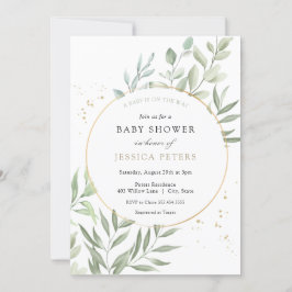Convites Chá de fraldas Eucalyptus verde