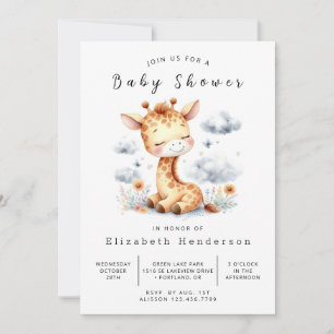 Convites Chá de fraldas exclusivo de girafa online