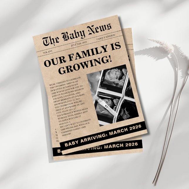 Convites Chá de fraldas exclusivo de jornal fotográfico (Criador carregado)