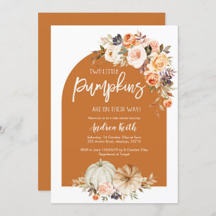 Convites Chá de fraldas Fall Boho Arch Pumpkin Floral TWINS