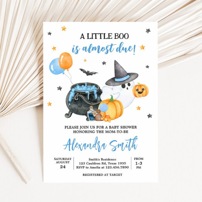 Convites Chá de fraldas Fantasma do Boy Little Boo (Ghost Halloween Baby Shower  Invitation
)