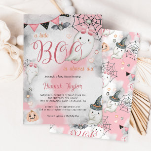 Convites Chá de fraldas Fantasma do Pequeno Boo Halloween R