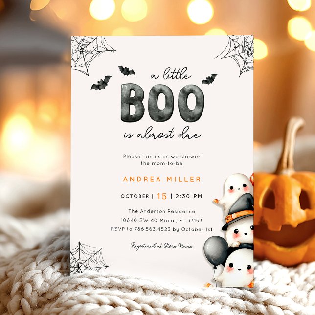 Convites Chá de fraldas Fantasma Um Pequeno Boo Halloween (Criador carregado)