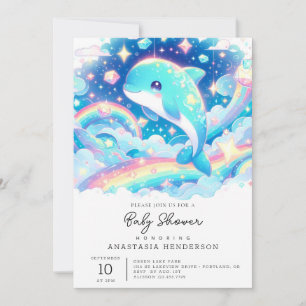 Convites Chá de fraldas Fantasy Dolphin