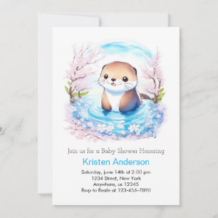 Convites Chá de fraldas Feliz de Paraíso de Cores Aquáticas