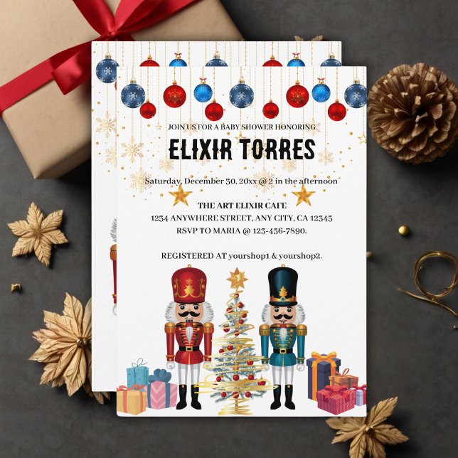 Convites Chá de fraldas Festivo de Nozes de Natal (Criador carregado)