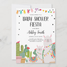 Convites Chá de fraldas Fiesta Cactus Llama Confetti Mexica