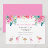 Chá de fraldas Flamingo Dourado, cor-de-rosa tropi