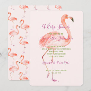 Convites Chá de fraldas Flamingo Rosa