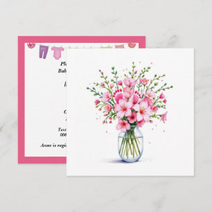 Convites Chá de fraldas Flor Buquê Com Pé De Bebê