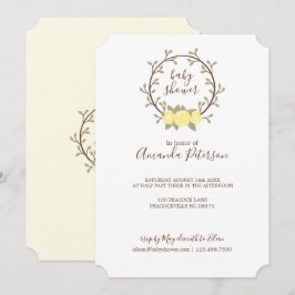 Convites Chá de fraldas Floral Amarelo-Cinto