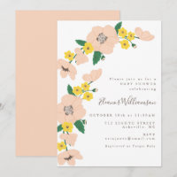 Chá de fraldas Floral Amarelo-Rosa-Vintage
