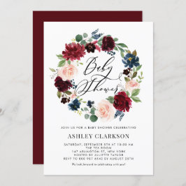 Convites Chá de fraldas Floral Azul e Borboleta