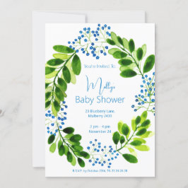 Convites chá de fraldas Floral Azul Illusima