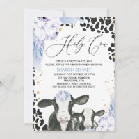 Chá de fraldas Floral Blue Floral Cow Calf Boho