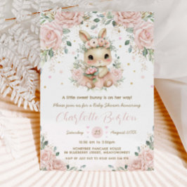 Convites Chá de fraldas Floral Blush de Coelho Adorável