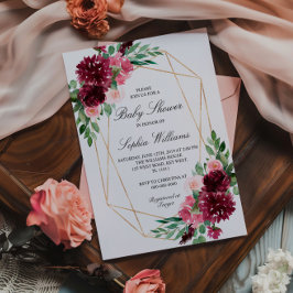 Convites Chá de fraldas Floral Bohemian Burgundy