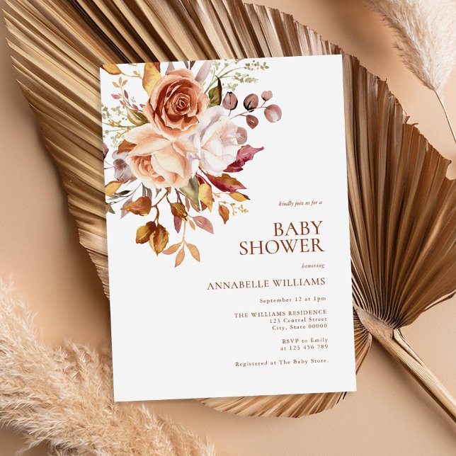 Convites Chá de fraldas Floral Boho Fall (Criador carregado)