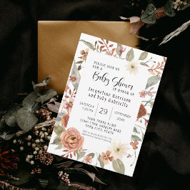 Convites Chá de fraldas Floral BOHO Terracotta Girl