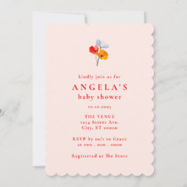 Convites Chá de fraldas Floral Bold Poppy