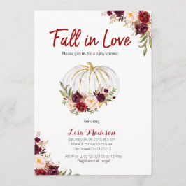 Convites Chá de fraldas Floral Branco da Abóbora