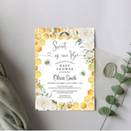 Convites Chá de fraldas Floral Branco, Doce Como Pode